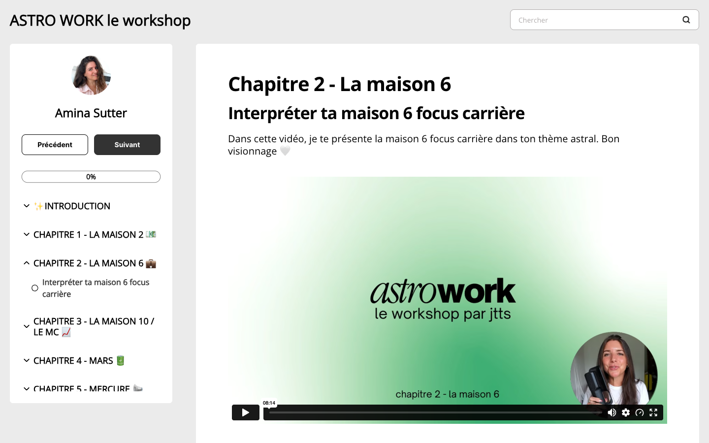 Ton espace membre Astro Work, leçon Maison 6
